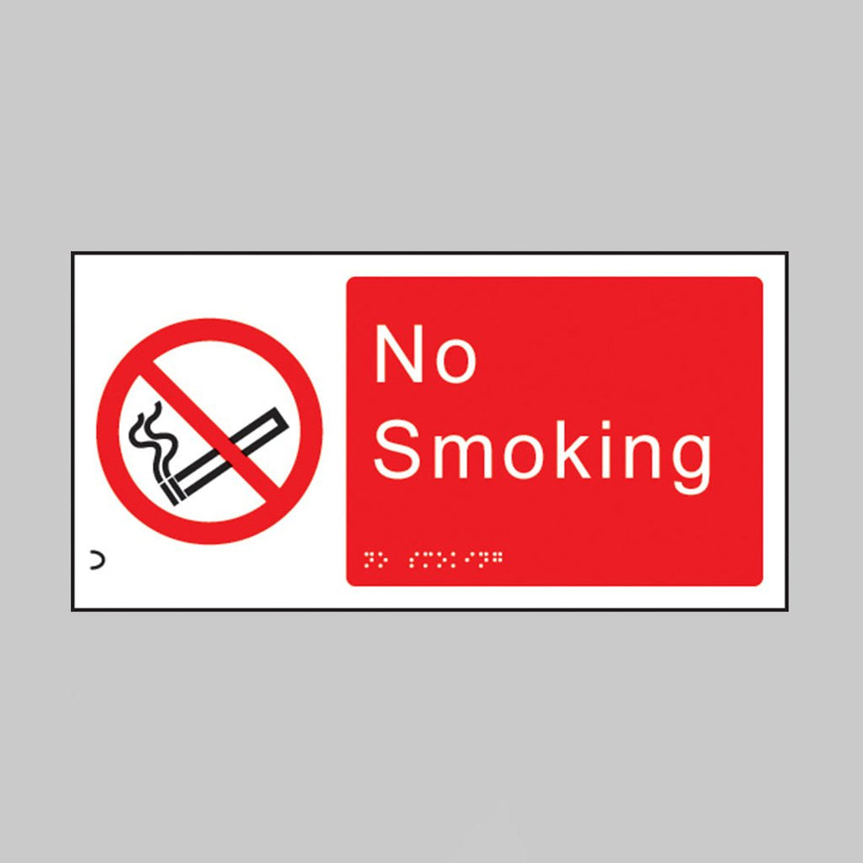 Braille - No Smoking 300 x 150mm Sign - Ready Set SuppliedBraille - No Smoking 300 x 150mm Sign56168