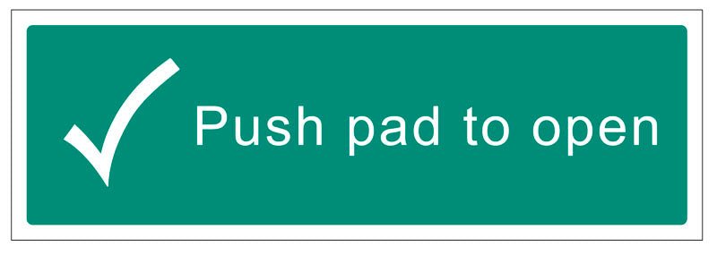 Braille - Push Pad To Open 450 x 150mm Sign - Ready Set SuppliedBraille - Push Pad To Open 450 x 150mm Sign55930