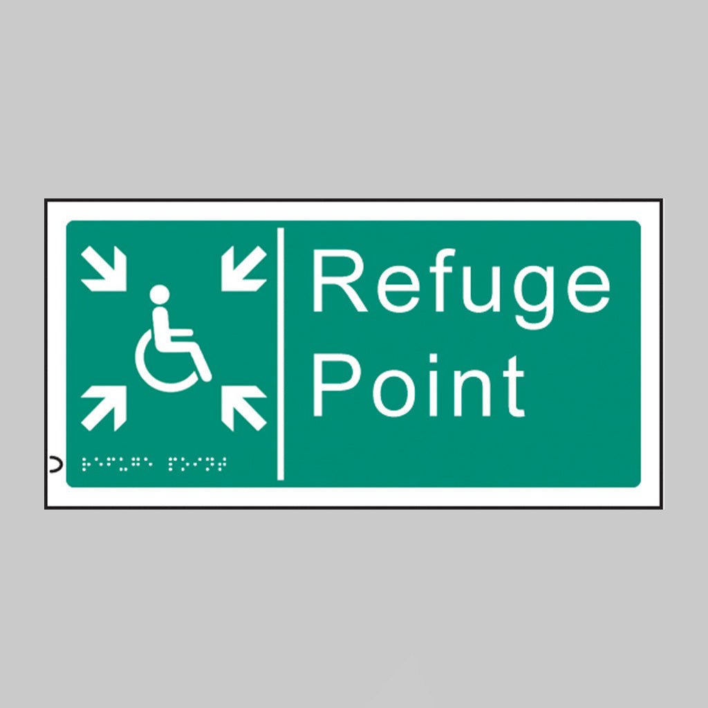 Braille - Refuge Point 300 x 150mm Sign - Ready Set SuppliedBraille - Refuge Point 300 x 150mm Sign56176