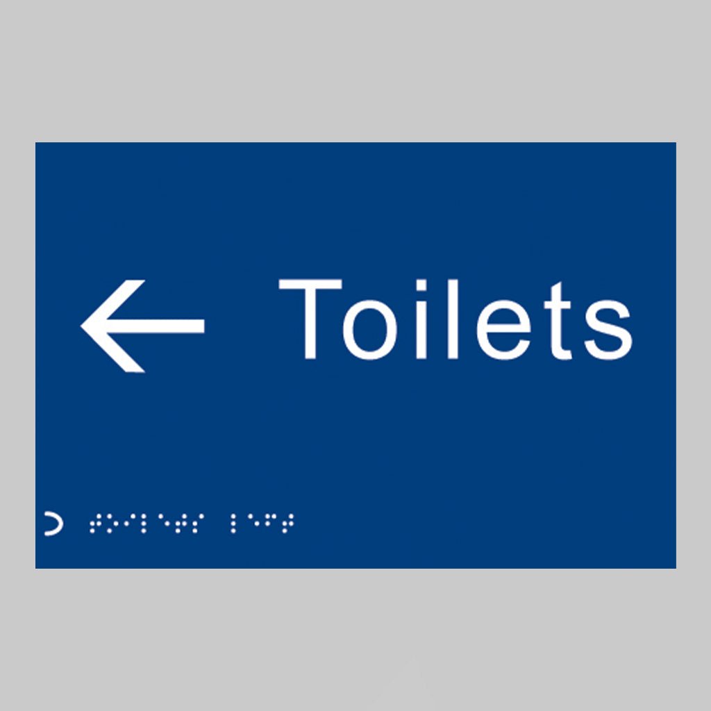 Braille - Toilets Arrow Left 225 X 150mm Sign - Ready Set SuppliedBraille - Toilets Arrow Left 225 X 150mm Sign56493