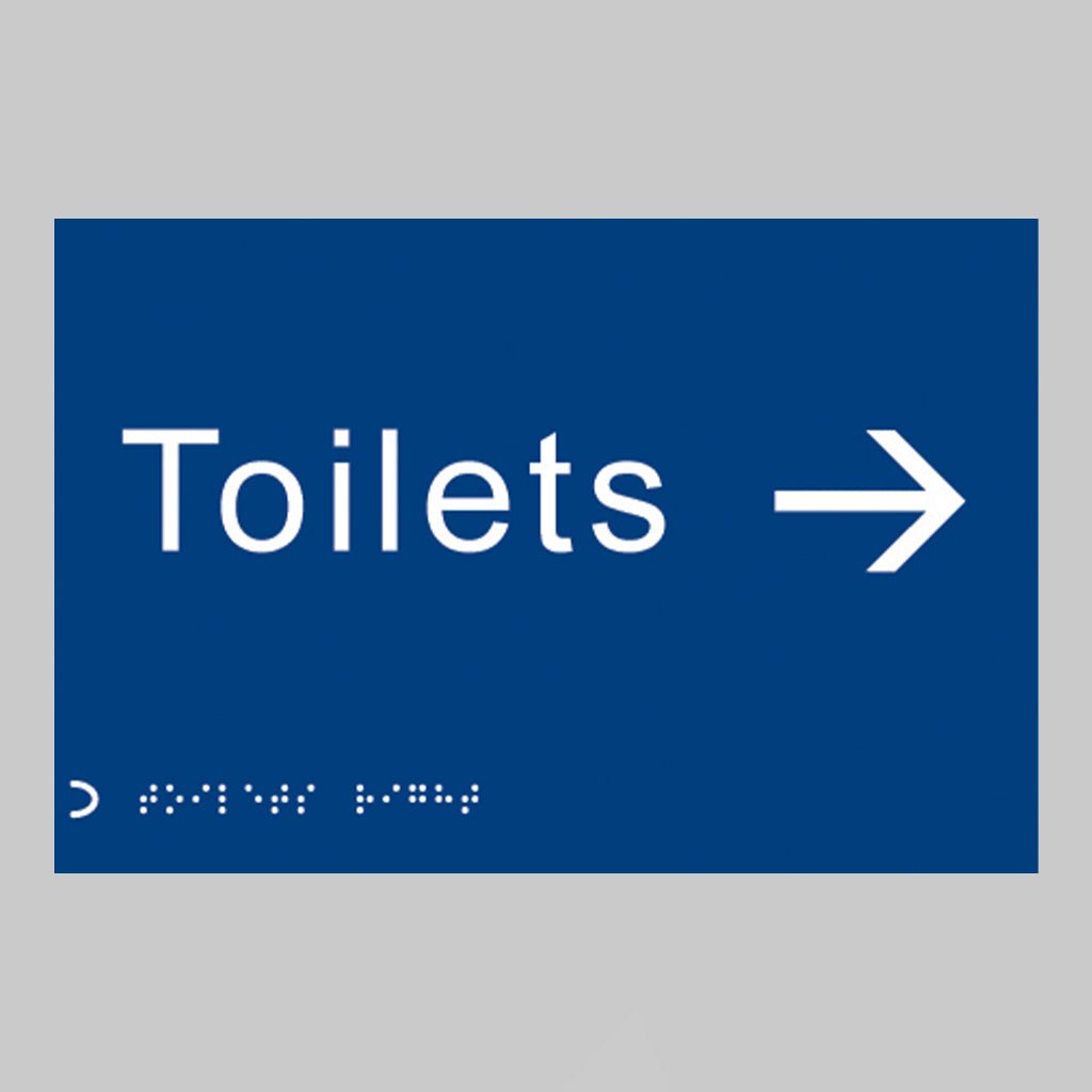 Braille - Toilets Arrow Right 225 X 150mm Sign - Ready Set SuppliedBraille - Toilets Arrow Right 225 X 150mm Sign56494