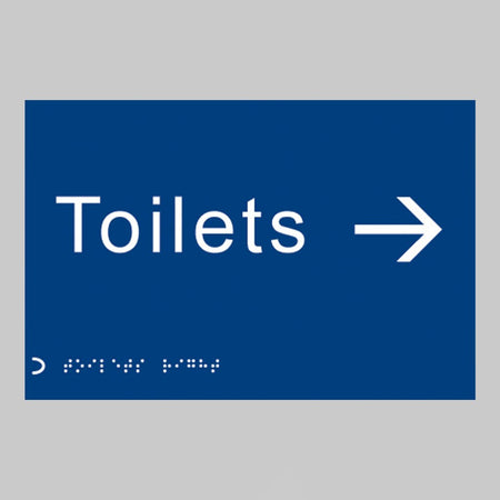 Braille - Toilets Arrow Right 225 X 150mm Sign - Ready Set SuppliedBraille - Toilets Arrow Right 225 X 150mm Sign56494