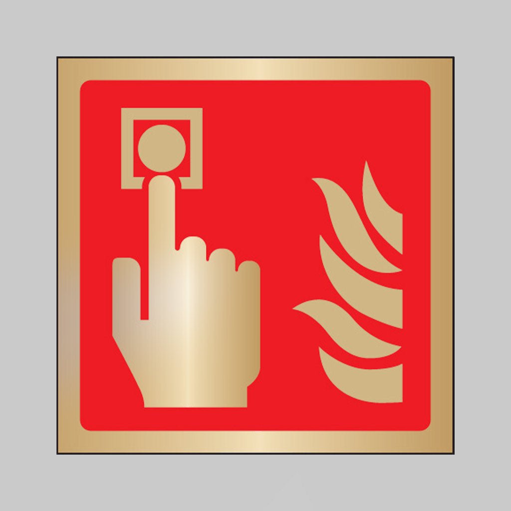 Call Point Symbol 175 x 175mm Brass Adhesive Backed Sign - Ready Set SuppliedCall Point Symbol 175 x 175mm Brass Adhesive Backed Sign59104