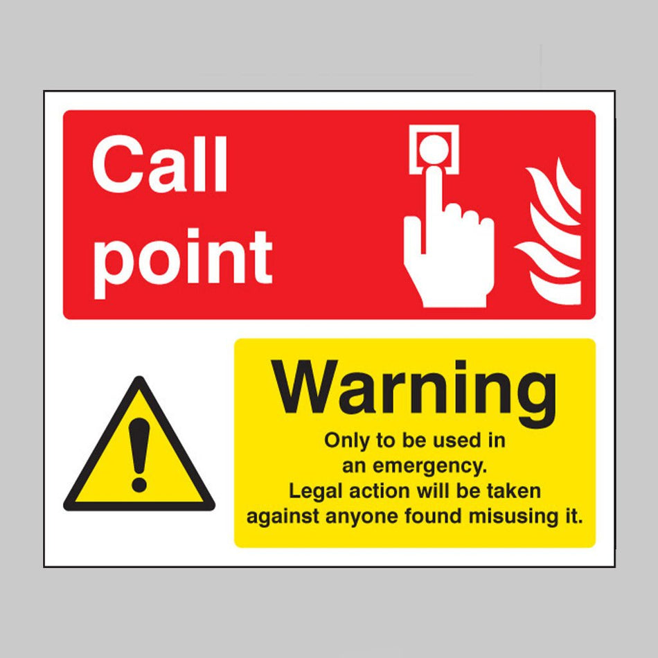 Call Point / Warning Only To Be Used In An Emergency Sign - Ready Set SuppliedCall Point / Warning Only To Be Used In An Emergency SignRigid Plastic11051H