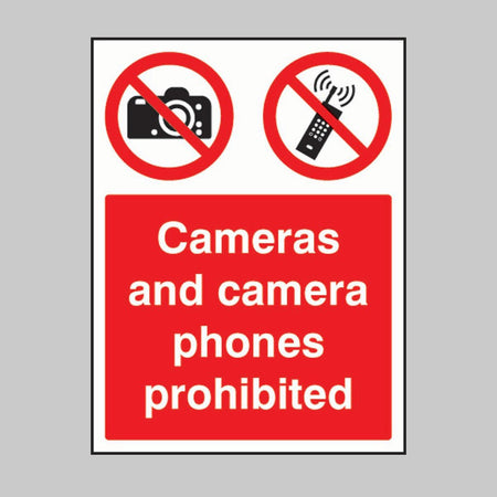 Cameras And Camera Phones Prohibited Sign - Ready Set SuppliedCameras And Camera Phones Prohibited SignRigid Plastic13643E