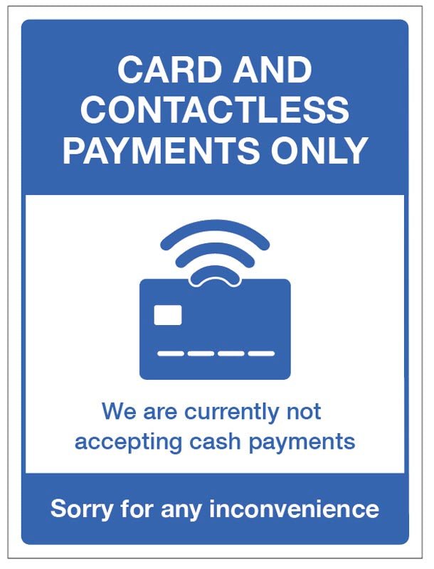 Card And Contactless Payments Only Sign - Ready Set SuppliedCard And Contactless Payments Only SignRigid Plastic18471H