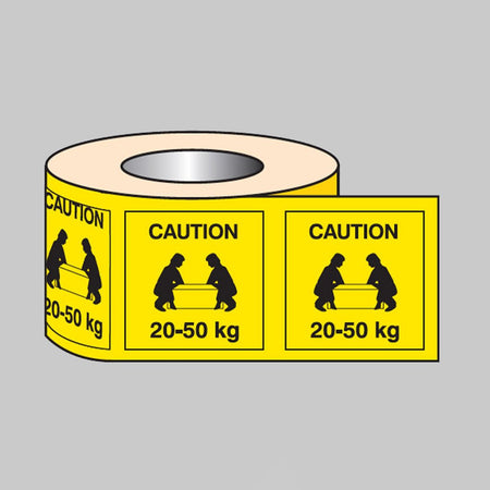 Caution 20-50kg Lifting Labels - Roll of 500 - Ready Set SuppliedCaution 20-50kg Lifting Labels - Roll of 50054030