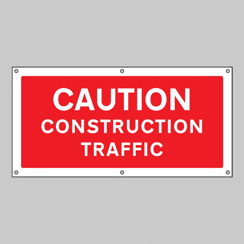 Caution Construction Traffic Banner With Eyelets 1270 x 610mm - Ready Set SuppliedCaution Construction Traffic Banner With Eyelets 1270 x 610mm56470