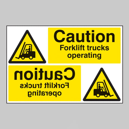 Caution Forklift Trucks Operating Reflection Sign - Ready Set SuppliedCaution Forklift Trucks Operating Reflection Sign14293P