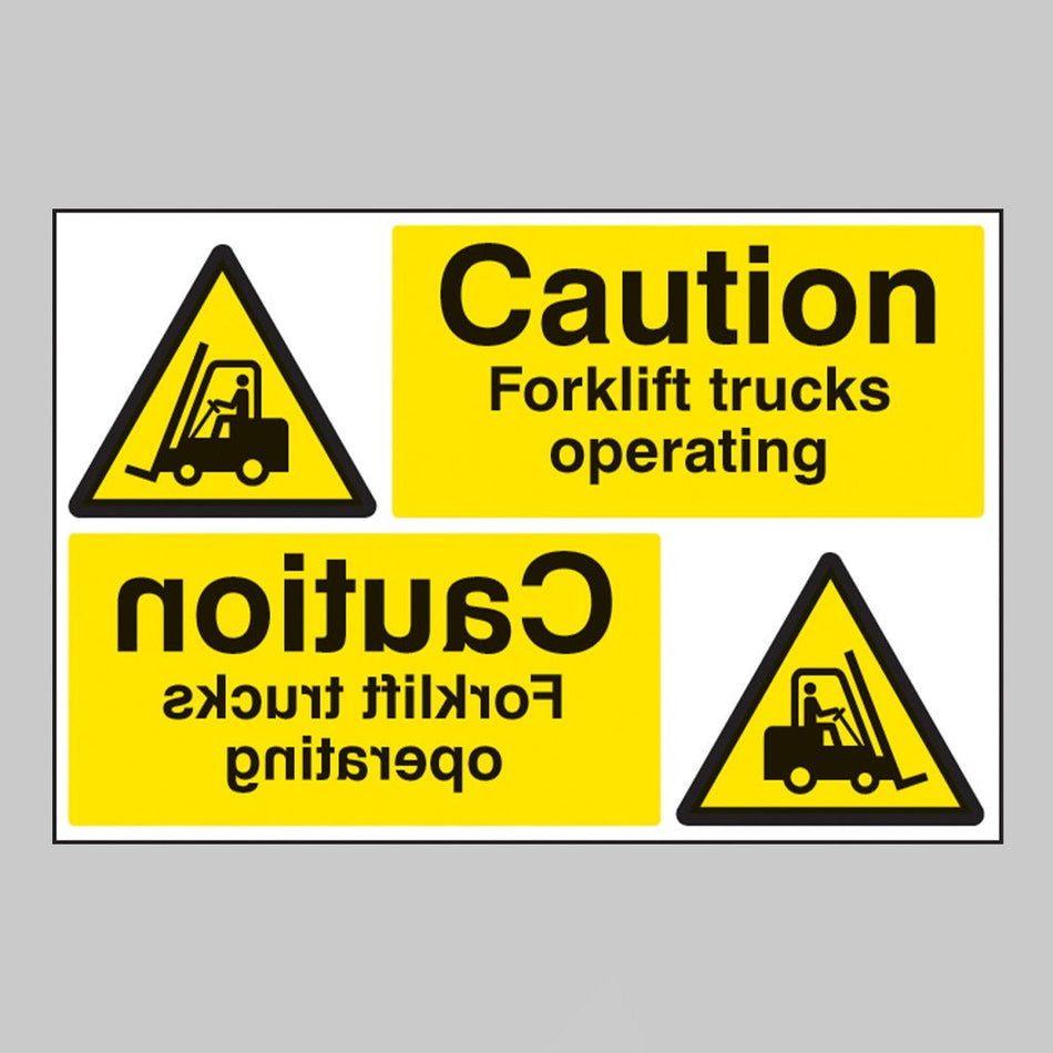 Caution Forklift Trucks Operating Reflection Sign - Ready Set SuppliedCaution Forklift Trucks Operating Reflection Sign14293P