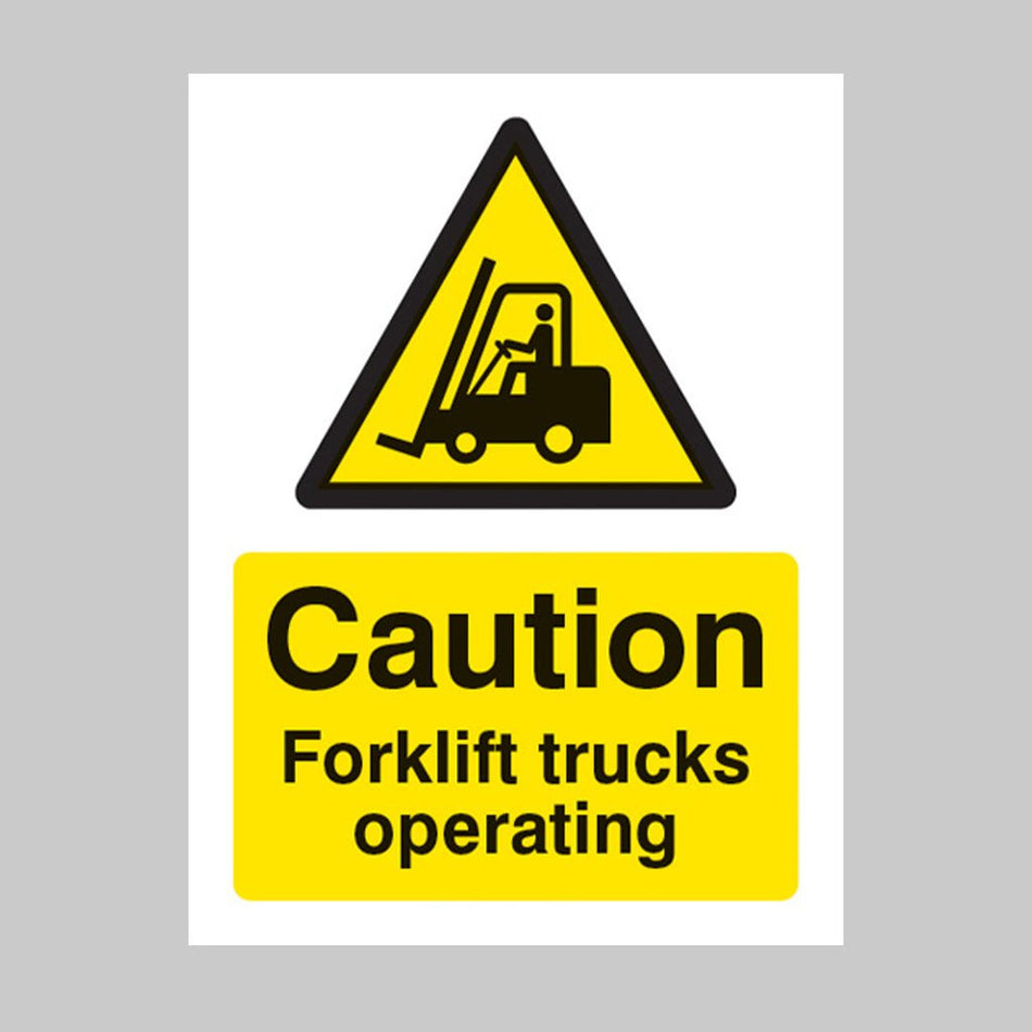 Caution Forklift Trucks Operating Sign - Ready Set SuppliedCaution Forklift Trucks Operating SignRigid Plastic14215E