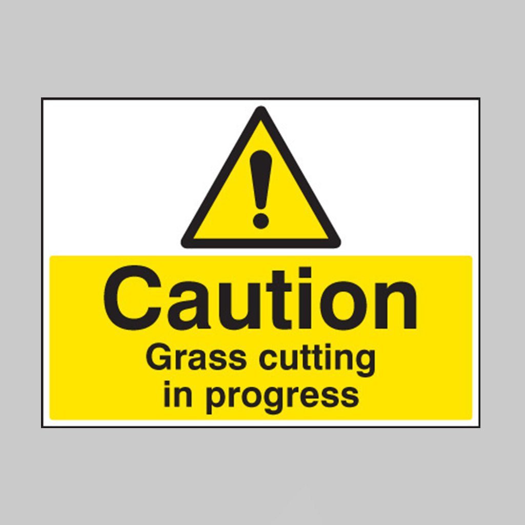 Caution Grass Cutting In Progress Sign - Ready Set SuppliedCaution Grass Cutting In Progress Sign16450Q