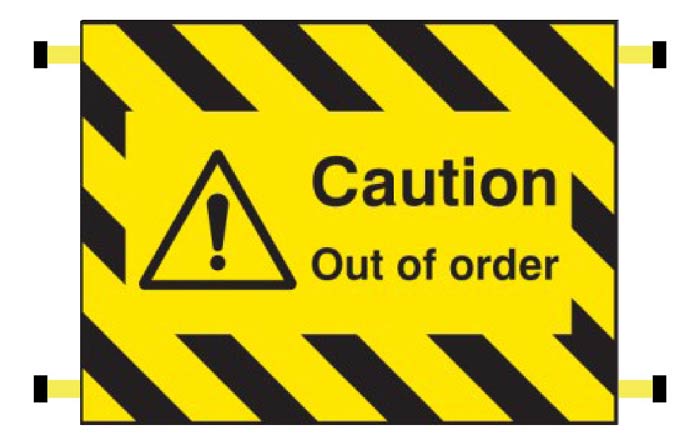 Caution Out Of Order Door Screen 600 x 450mm With Spring Loaded Poles 710 To 1010mm Sign - Ready Set SuppliedCaution Out Of Order Door Screen 600 x 450mm With Spring Loaded Poles 710 To 1010mm Sign55130