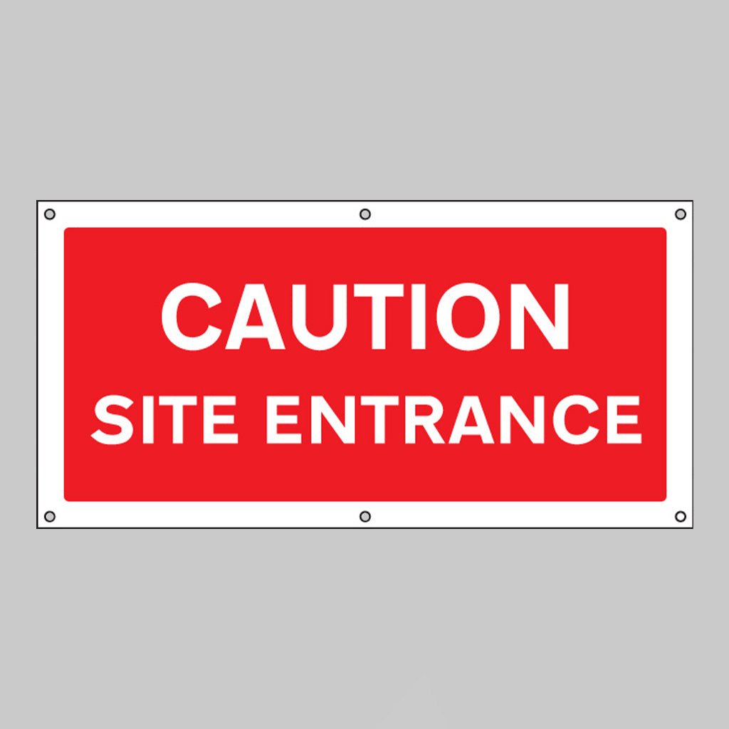Caution Site Entrance Banner With Eyelets 1270 x 610mm - Ready Set SuppliedCaution Site Entrance Banner With Eyelets 1270 x 610mm55091
