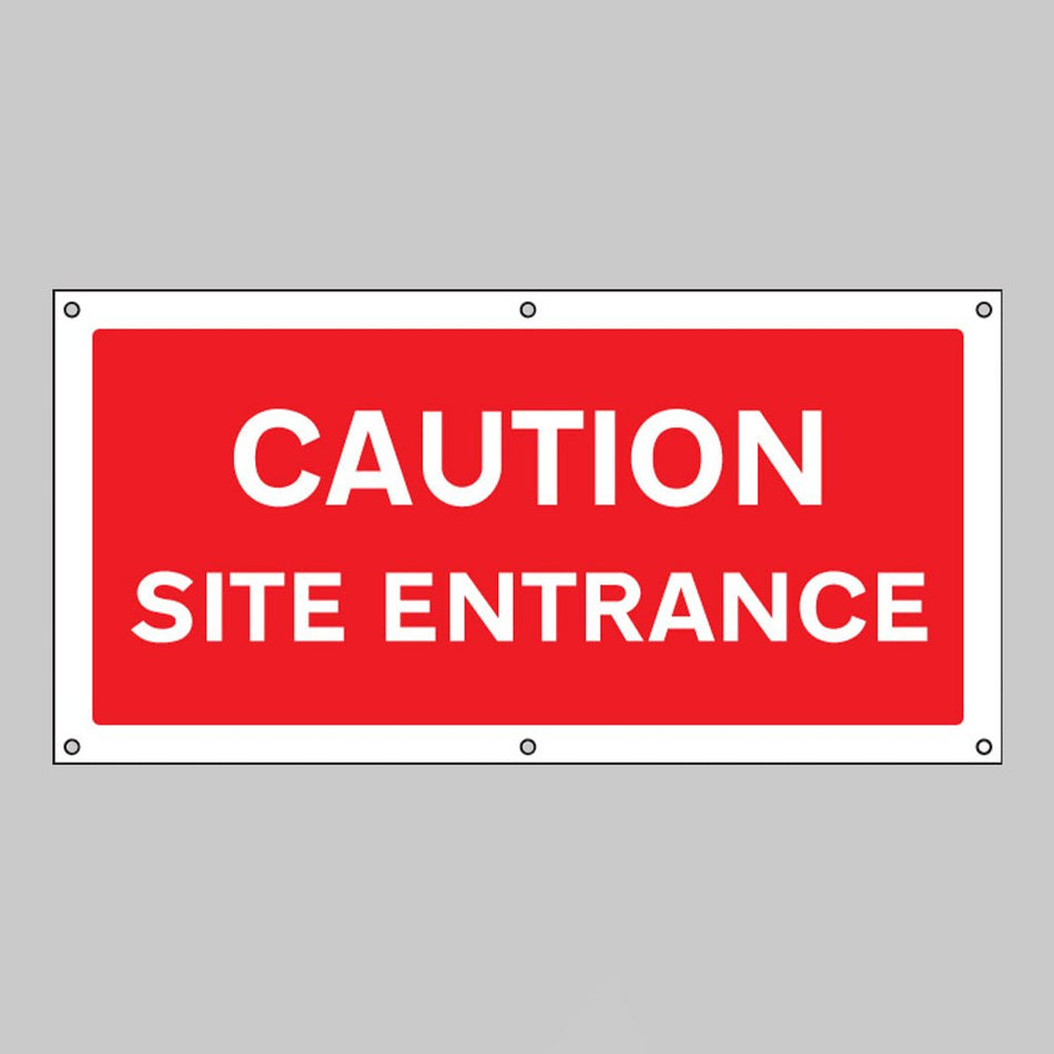 Caution Site Entrance Banner With Eyelets 1270 x 610mm - Ready Set SuppliedCaution Site Entrance Banner With Eyelets 1270 x 610mm55091