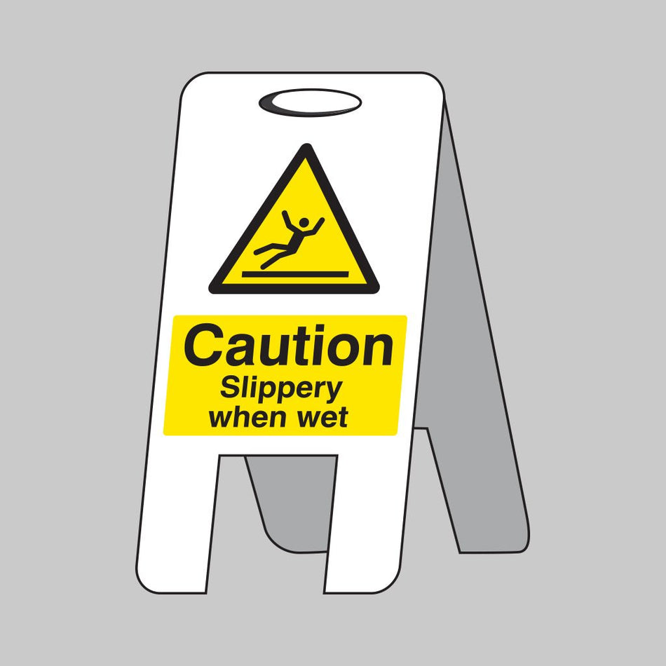 Caution Slippery When Wet (Self Standing Folding Sign) - Ready Set SuppliedCaution Slippery When Wet (Self Standing Folding Sign)53528