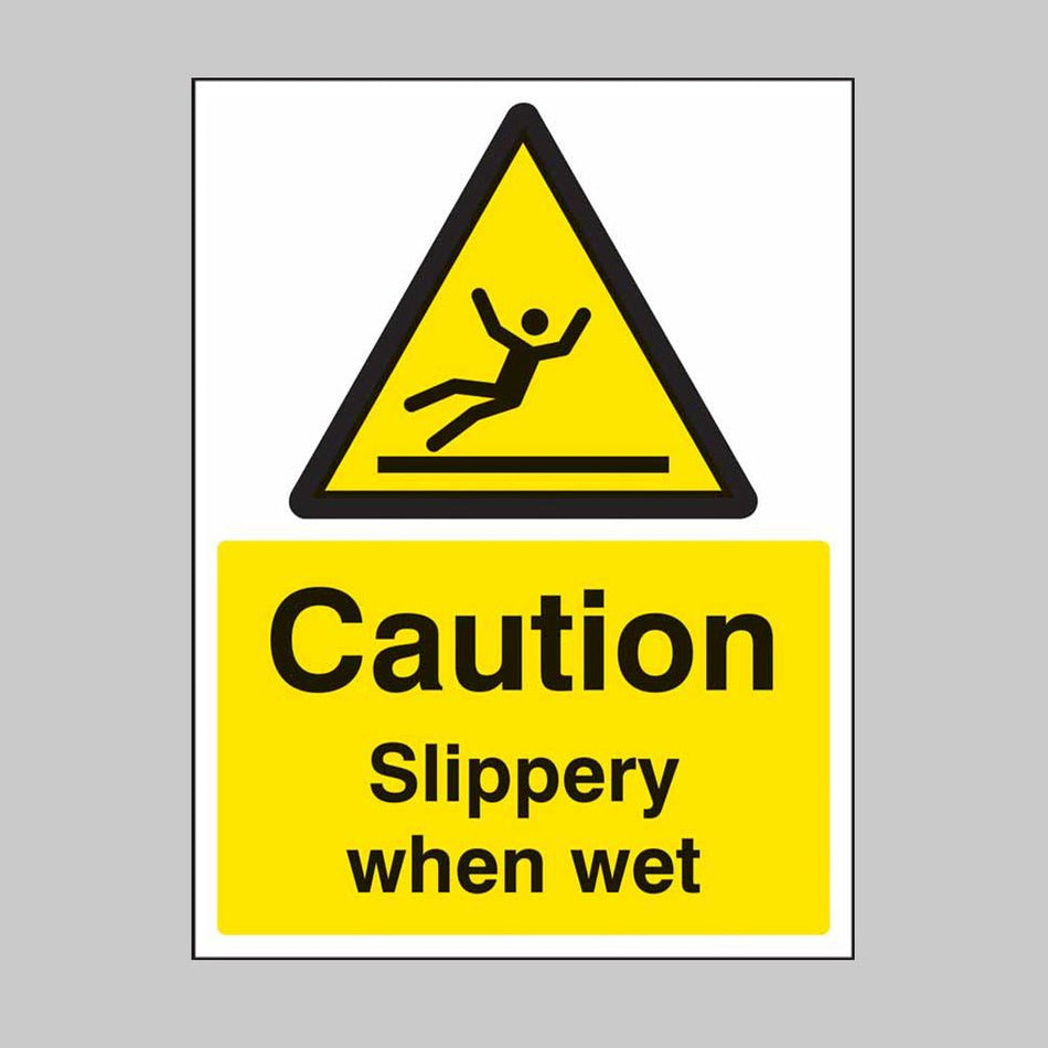 Caution Slippery When Wet Sign - Ready Set SuppliedCaution Slippery When Wet SignRigid Plastic14229E