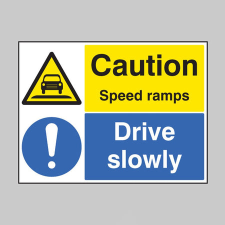 Caution Speed Ramps Drive Slowly Sign - Ready Set SuppliedCaution Speed Ramps Drive Slowly SignRigid Plastic17599K