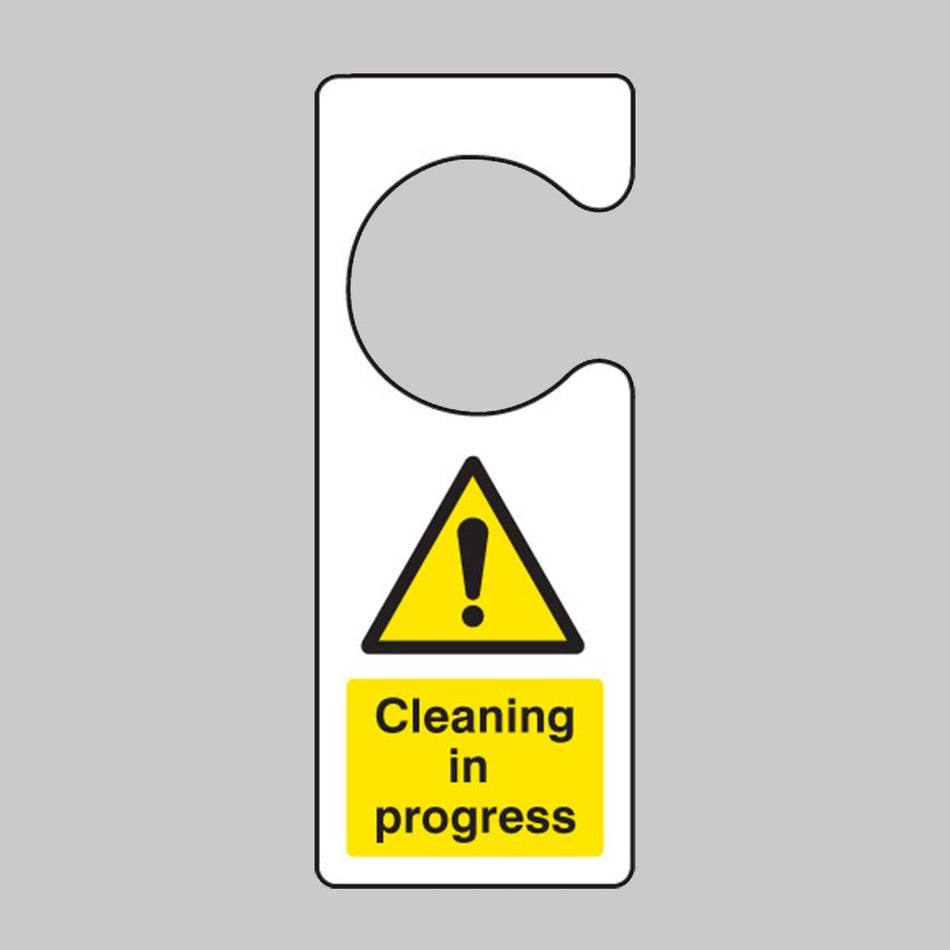 Cleaning In Progress Door Hanger 80 x 205mm Single Sided Sign - Ready Set SuppliedCleaning In Progress Door Hanger 80 x 205mm Single Sided Sign55104