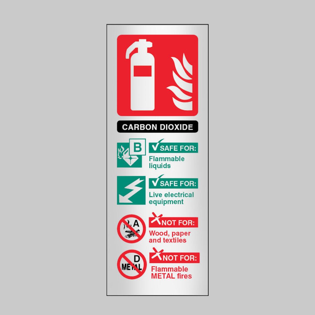 CO2 Extinguisher Identification Anodised Aluminium 75 x 200mm Adhesive Backed Sign - Ready Set SuppliedCO2 Extinguisher Identification Anodised Aluminium 75 x 200mm Adhesive Backed Sign59184
