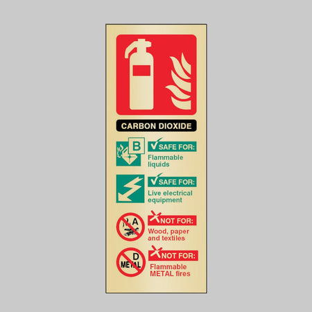 CO2 Extinguisher Identification Brass 75 x 200mm Adhesive Backed Sign - Ready Set SuppliedCO2 Extinguisher Identification Brass 75 x 200mm Adhesive Backed Sign59180