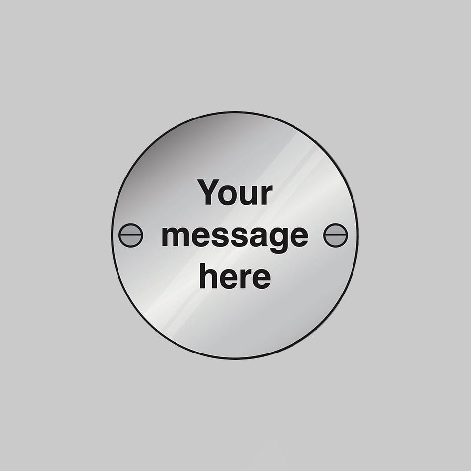 Custom Fire Door Sign 76mm Dia Stainless Steel Pre-Drilled With Fixings - Ready Set SuppliedCustom Fire Door Sign 76mm Dia Stainless Steel Pre-Drilled With Fixings53751