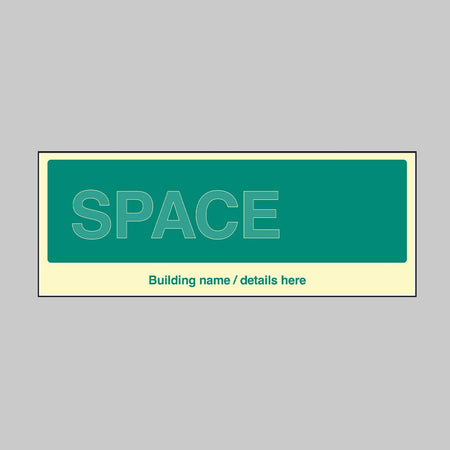 Custom Multi-Message Wayfinding Sign: One Message 450 x 180mm Photoluminescent Rigid - Ready Set SuppliedCustom Multi-Message Wayfinding Sign: One Message 450 x 180mm Photoluminescent Rigid52205