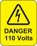 Danger 110 Volts Roll of 100 Labels 40 x 50mm - Ready Set SuppliedDanger 110 Volts Roll of 100 Labels 40 x 50mm59769