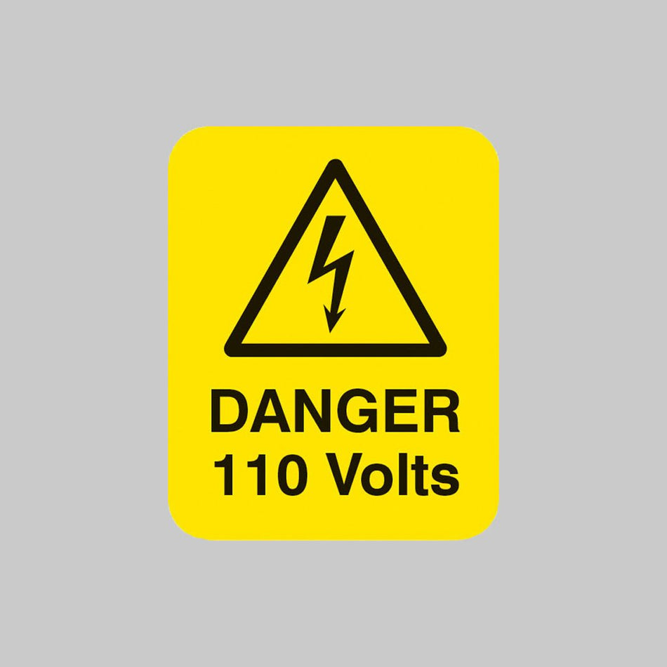 Danger 110 Volts Sheet of 25 Labels 40 x 50mm - Ready Set SuppliedDanger 110 Volts Sheet of 25 Labels 40 x 50mm54050