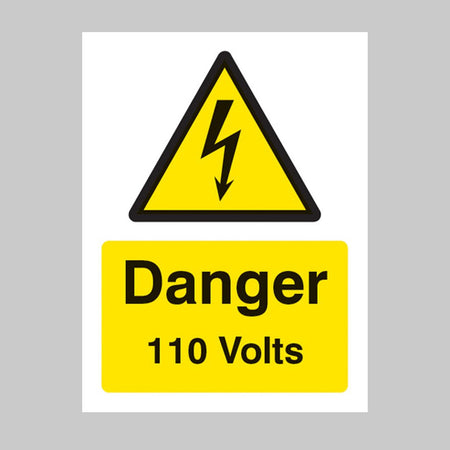 Danger 110 Volts Sign - Ready Set SuppliedDanger 110 Volts SignRigid Plastic14002E