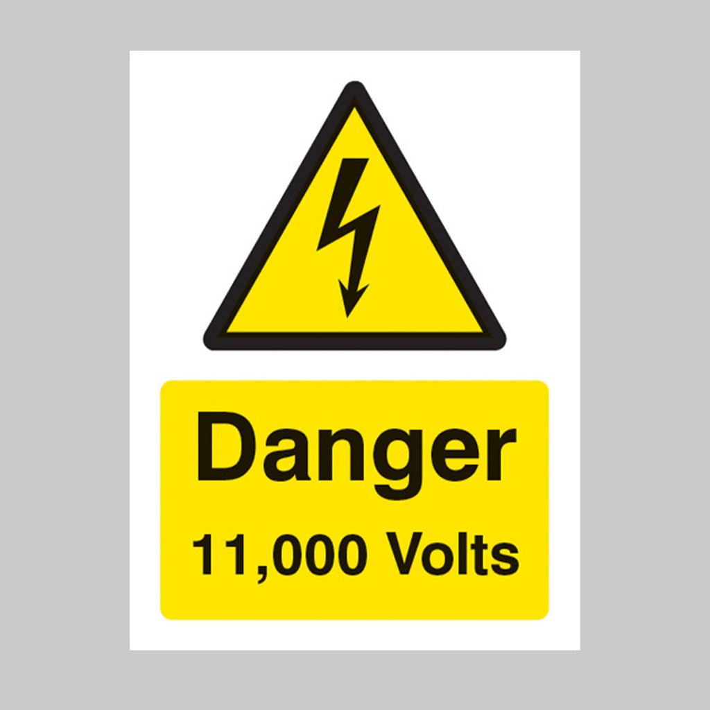 Danger 11000 Volts Sign - Ready Set SuppliedDanger 11000 Volts SignSelf Adhesive Vinyl24005E