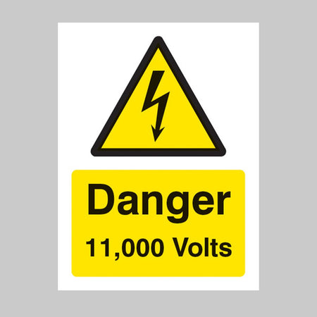 Danger 11000 Volts Sign - Ready Set SuppliedDanger 11000 Volts SignSelf Adhesive Vinyl24005E