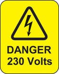 Danger 230 Volts Roll of 100 Labels 40 x 50mm - Ready Set SuppliedDanger 230 Volts Roll of 100 Labels 40 x 50mm59789