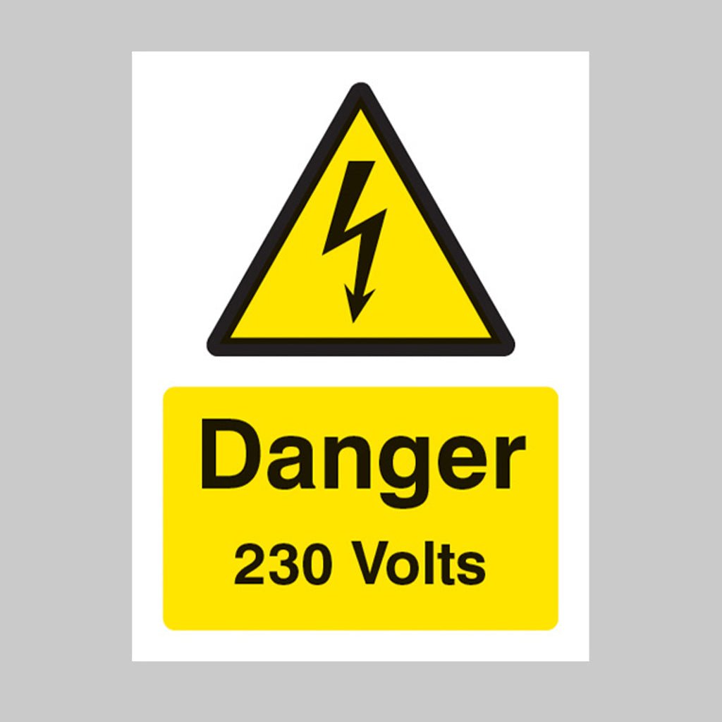 Danger 230 Volts Sign - Ready Set SuppliedDanger 230 Volts SignSelf Adhesive Vinyl24024E