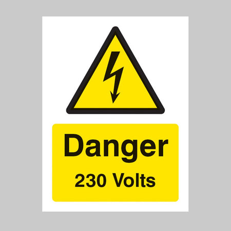 Danger 230 Volts Sign - Ready Set SuppliedDanger 230 Volts SignSelf Adhesive Vinyl24024E