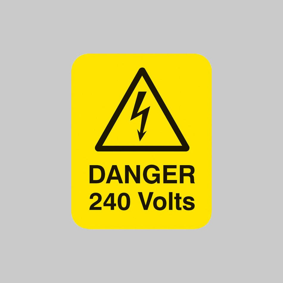 Danger 240 Volts Sheet of 25 Labels 40 x 50mm - Ready Set SuppliedDanger 240 Volts Sheet of 25 Labels 40 x 50mm54049
