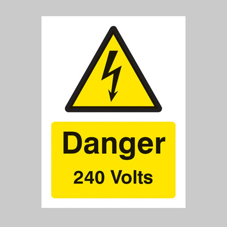 Danger 240 Volts Sign - Ready Set SuppliedDanger 240 Volts SignRigid Plastic14001E