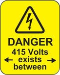 Danger 400 Volts <-Exists Between-> Roll of 100 Labels 40 x 50mm - Ready Set SuppliedDanger 400 Volts <-Exists Between-> Roll of 100 Labels 40 x 50mm59787