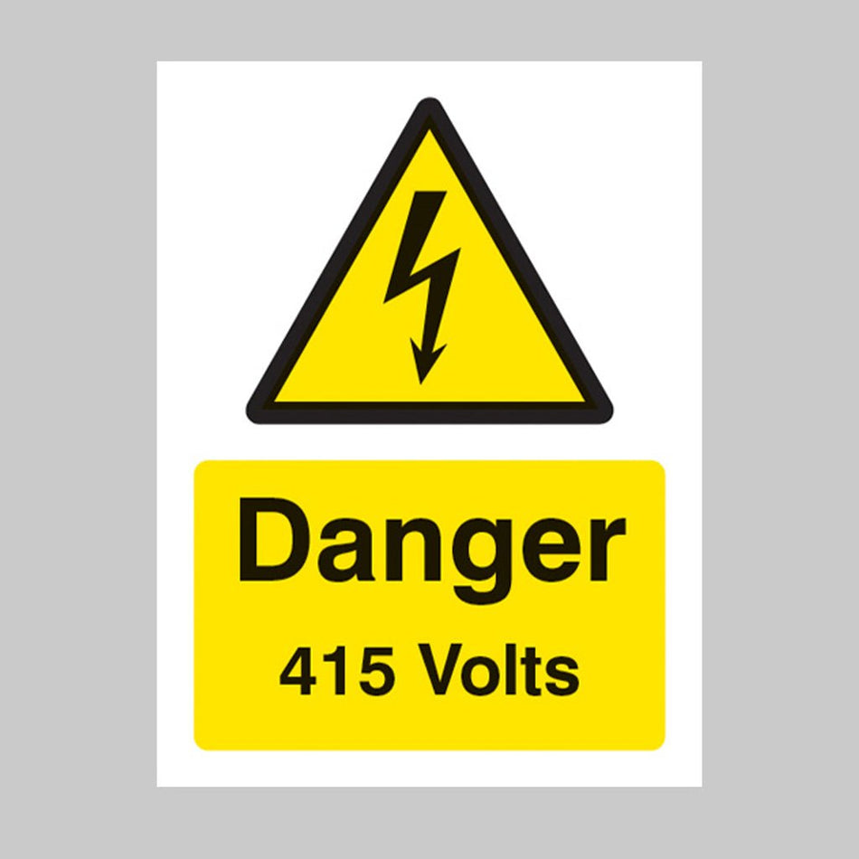 Danger 415 Volts Sign - Ready Set SuppliedDanger 415 Volts SignRigid Plastic14003E
