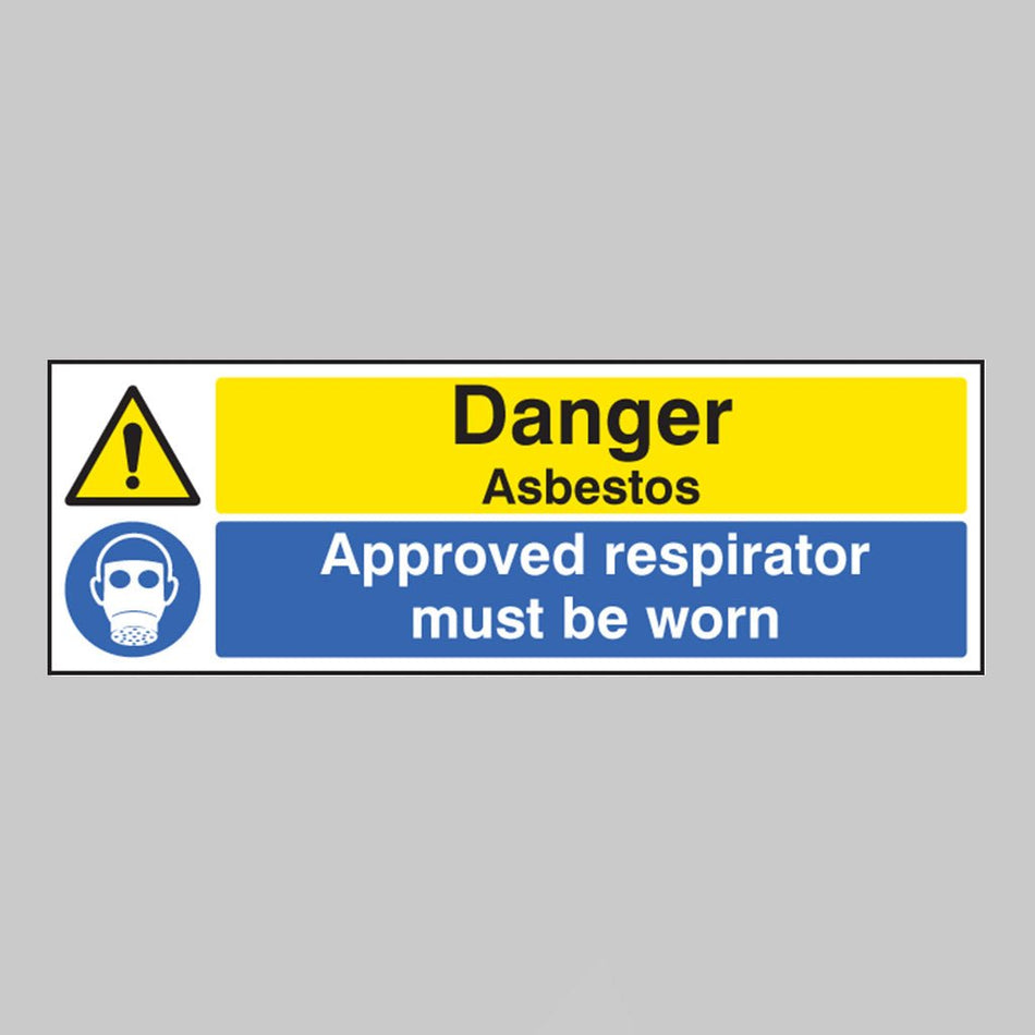 Danger Asbestos Approved Respirator Must Be Worn Sign - Ready Set SuppliedDanger Asbestos Approved Respirator Must Be Worn SignRigid Plastic16271M