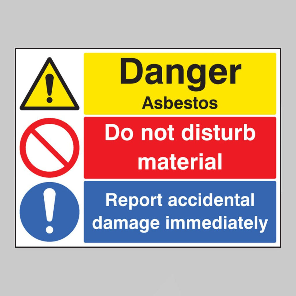 Danger Asbestos Do Not Disturb Material Report Accidental Damage Immediately Sign - Ready Set SuppliedDanger Asbestos Do Not Disturb Material Report Accidental Damage Immediately SignRigid Plastic16270K