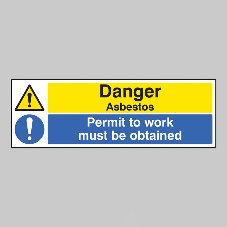 Danger Asbestos Permit To Work Must Be Obtained Sign - Ready Set SuppliedDanger Asbestos Permit To Work Must Be Obtained SignRigid Plastic16272G
