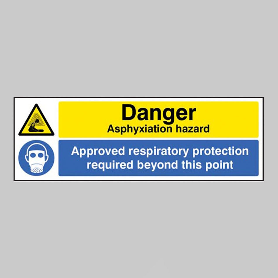 Danger Asphyxiation Hazard Approved Respiratory Protection Required Beyond This Point Sign - Ready Set SuppliedDanger Asphyxiation Hazard Approved Respiratory Protection Required Beyond This Point SignRigid Plastic14327G