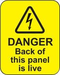 Danger Back Of This Panel Is Live Roll of 100 Labels 40 x 50mm - Ready Set SuppliedDanger Back Of This Panel Is Live Roll of 100 Labels 40 x 50mm59795