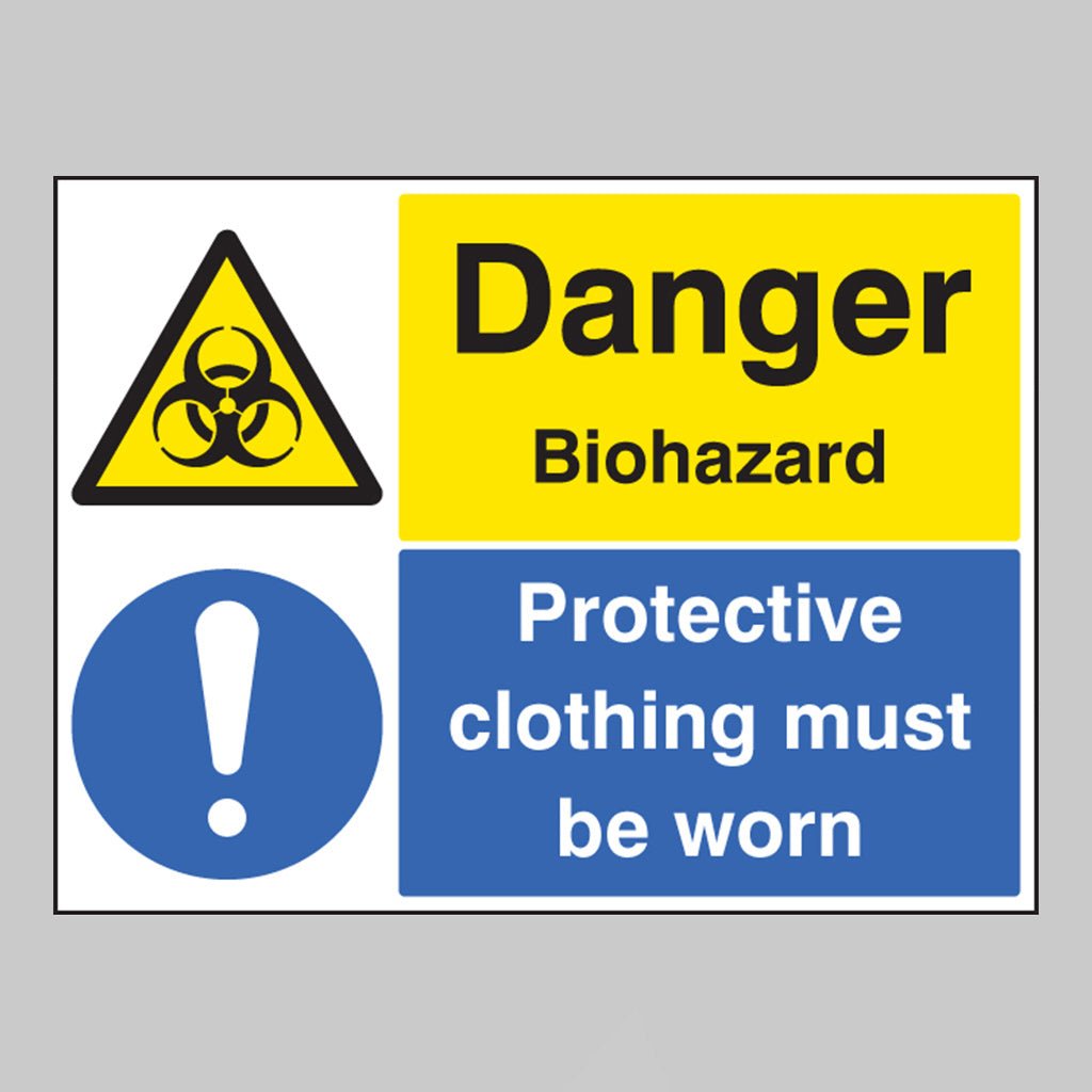 Danger Biohazard Protective Clothing Must Be Worn Sign - Ready Set SuppliedDanger Biohazard Protective Clothing Must Be Worn SignRigid Plastic14525Q