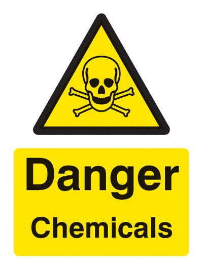 Danger Chemicals Sign - Ready Set SuppliedDanger Chemicals SignRigid Plastic14408E