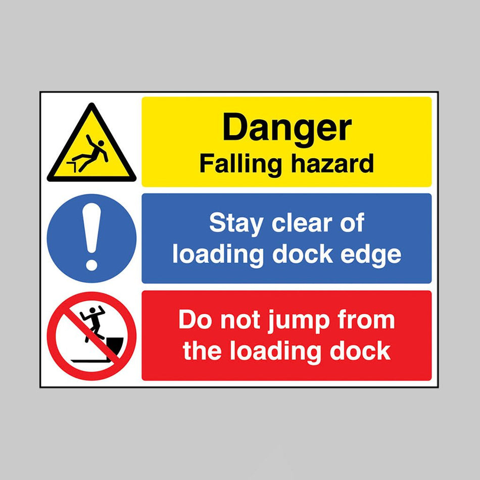 Danger Fall Hazard, Stay Clear Of Loading Dock Edge, Do Not Jump From The Loading Dock Sign - Ready Set SuppliedDanger Fall Hazard, Stay Clear Of Loading Dock Edge, Do Not Jump From The Loading Dock SignRigid Plastic17177K