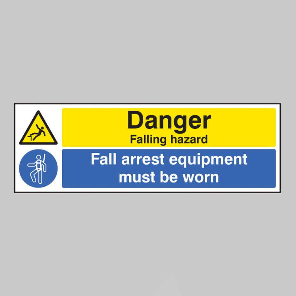 Danger Falling Hazard Fall Arrest Equipment Must Be Worn Sign - Ready Set SuppliedDanger Falling Hazard Fall Arrest Equipment Must Be Worn SignRigid Plastic16457G