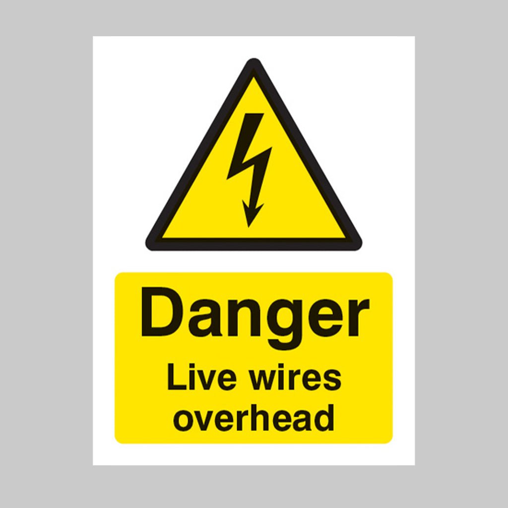 Danger Live Wires Overhead Sign - Ready Set SuppliedDanger Live Wires Overhead SignRigid Plastic14018E