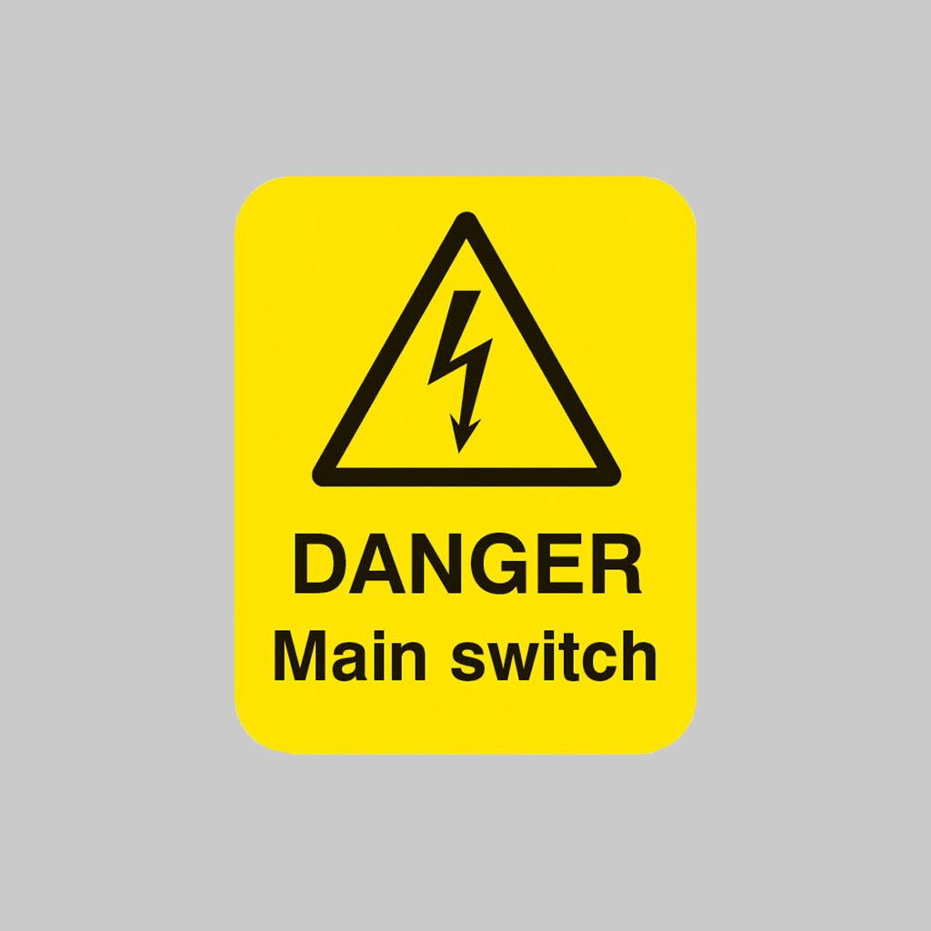 Danger Main Switch Sheet of 25 Labels 40 x 50mm - Ready Set SuppliedDanger Main Switch Sheet of 25 Labels 40 x 50mm54057